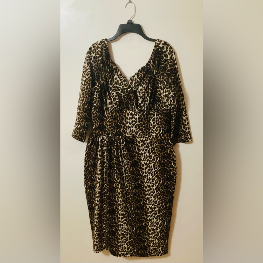 Vixen by Micheline Pitt Retro Leopard Print Corset Dress  Size 2X